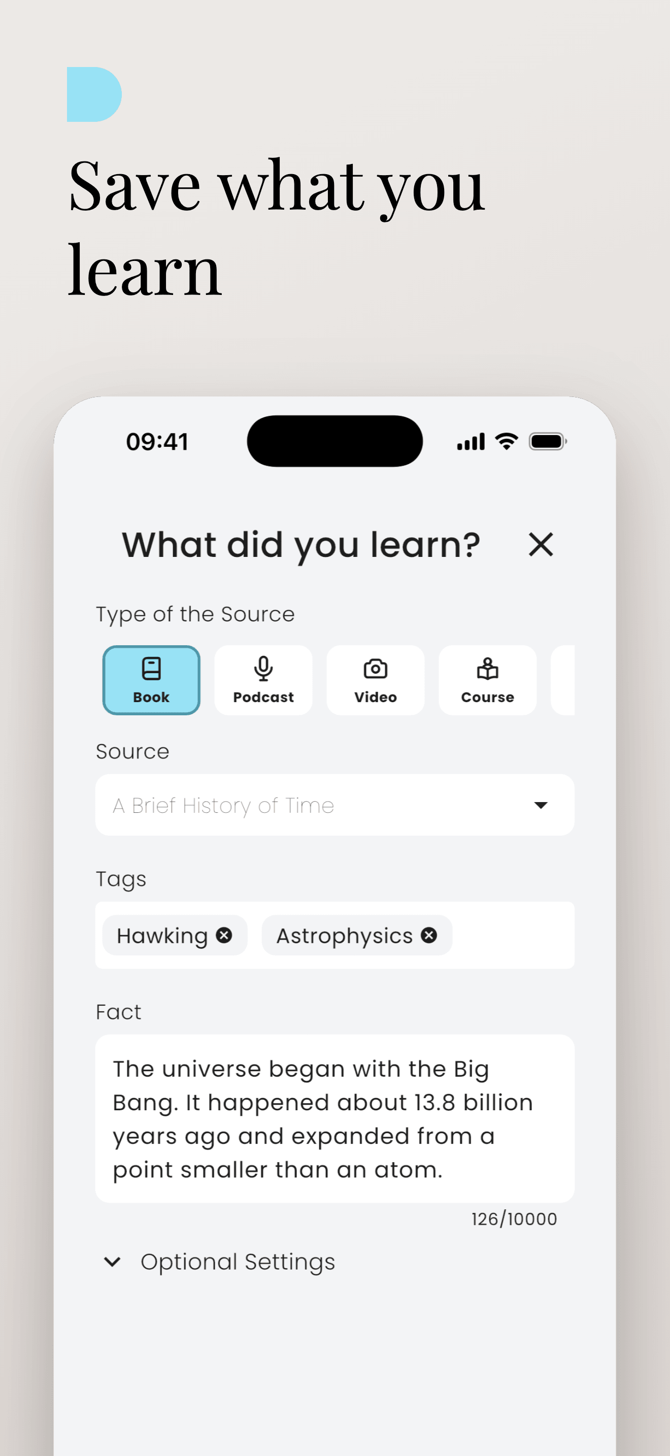Mindura app screenshot - Home screen with insights library